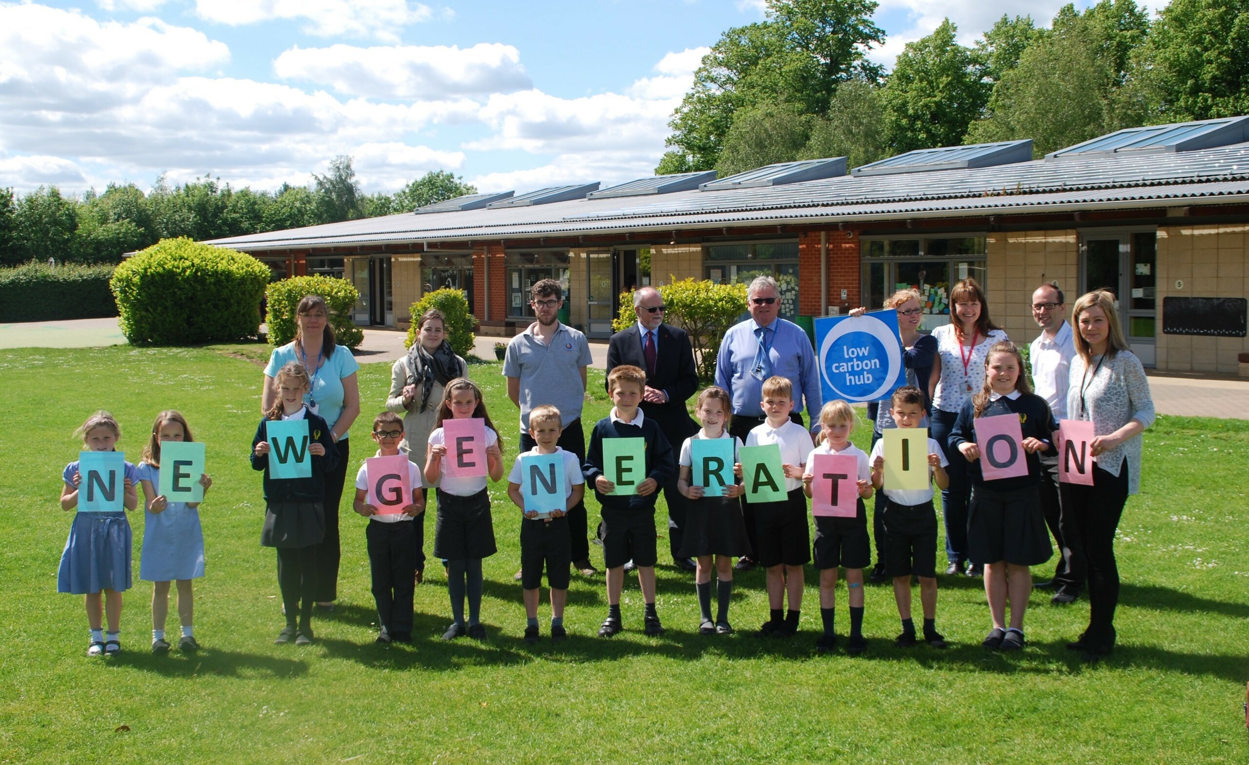 Bure Park Primary School rooftop solar PV panels, community owned and operated by Low Carbon Hub, Oxfordshire