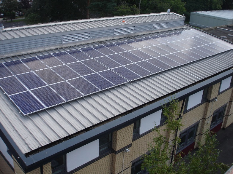 Cheney School rooftop solar PV panels, owned and operated by community energy organisation Low Carbon Hub