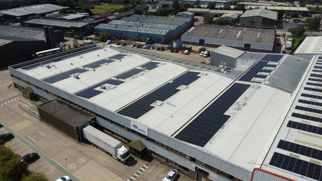 Image showing large industrial roof with solar panels